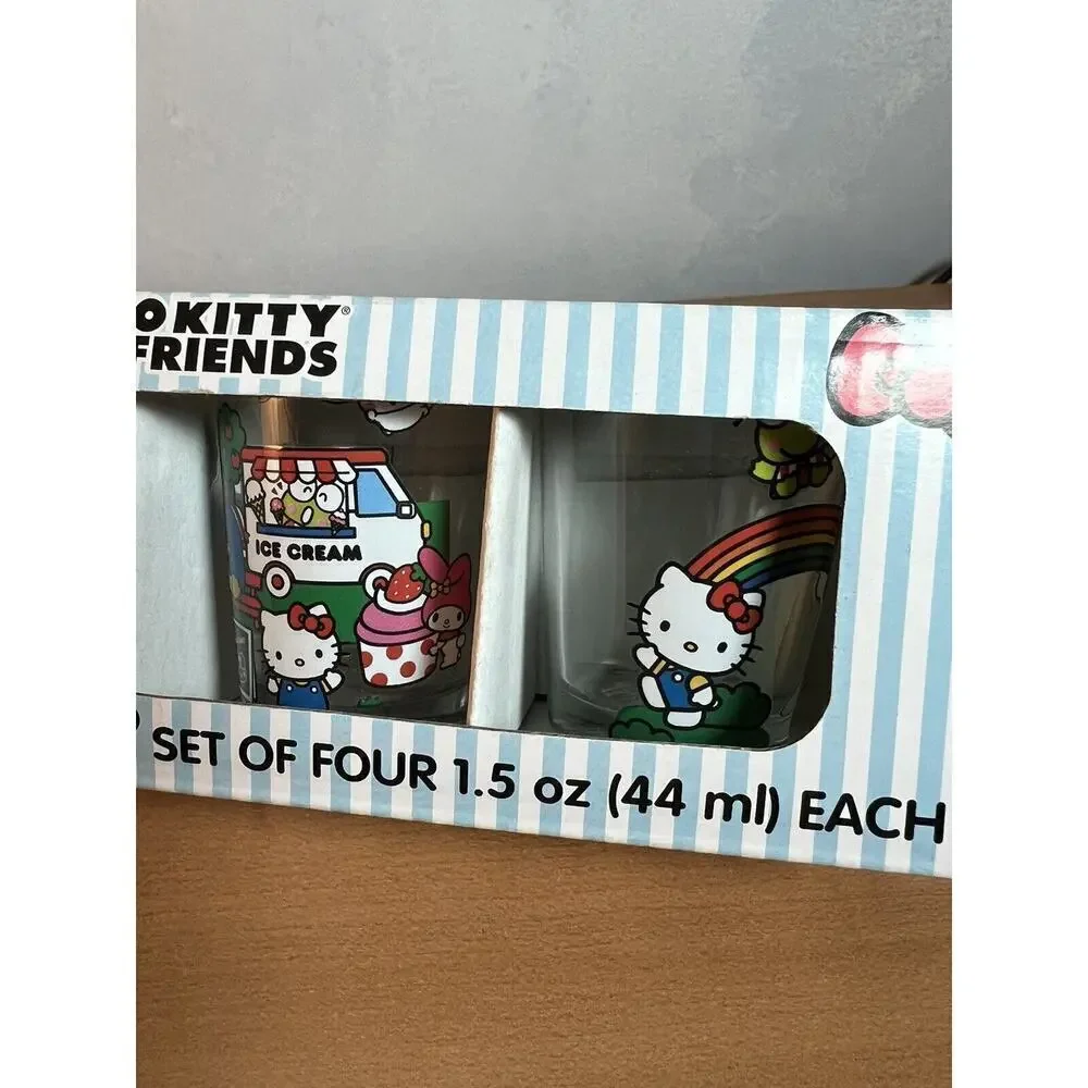 Hello Kitty & Friends Glassware SET OF 4 1.5 Oz Glasses Multicolor